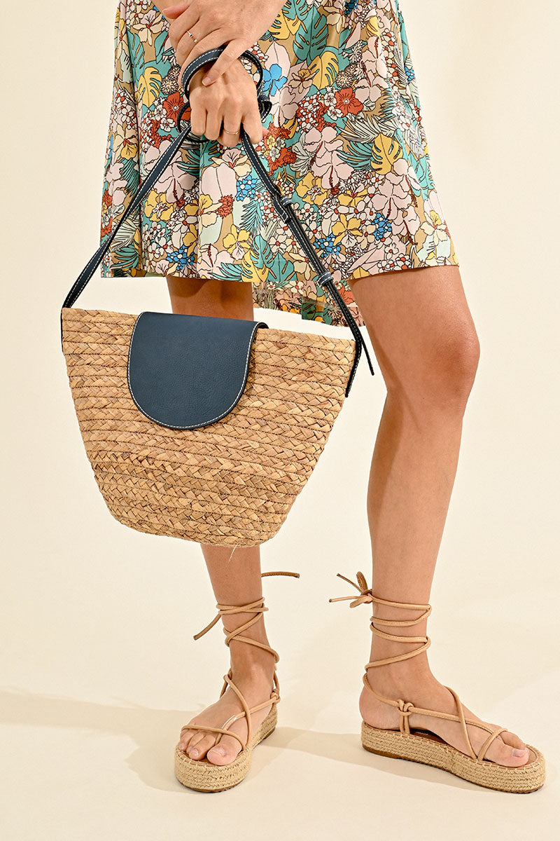 Woven Tote With Flap