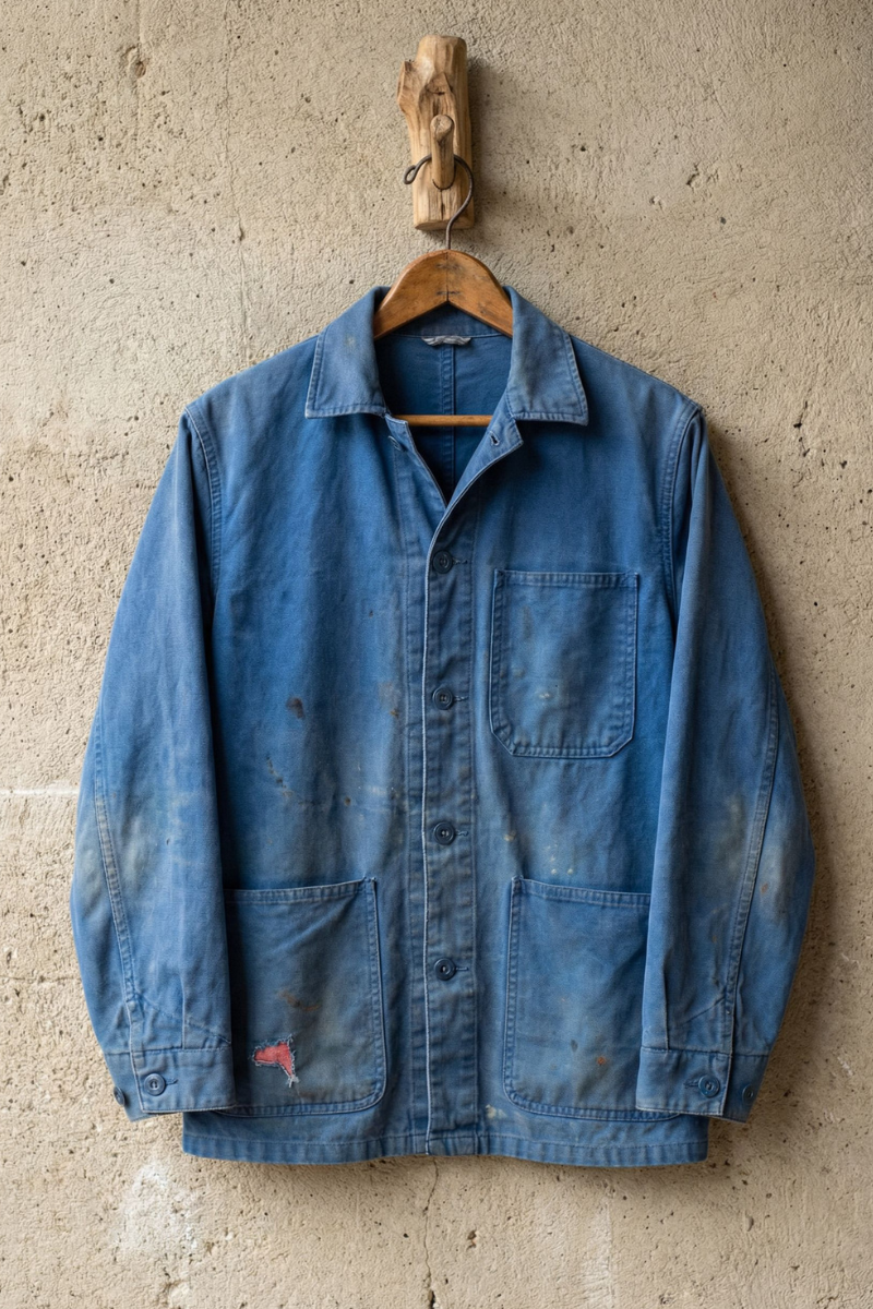 Unisex Hand-Patch Detail Vintage French Workwear Jacket – Studio