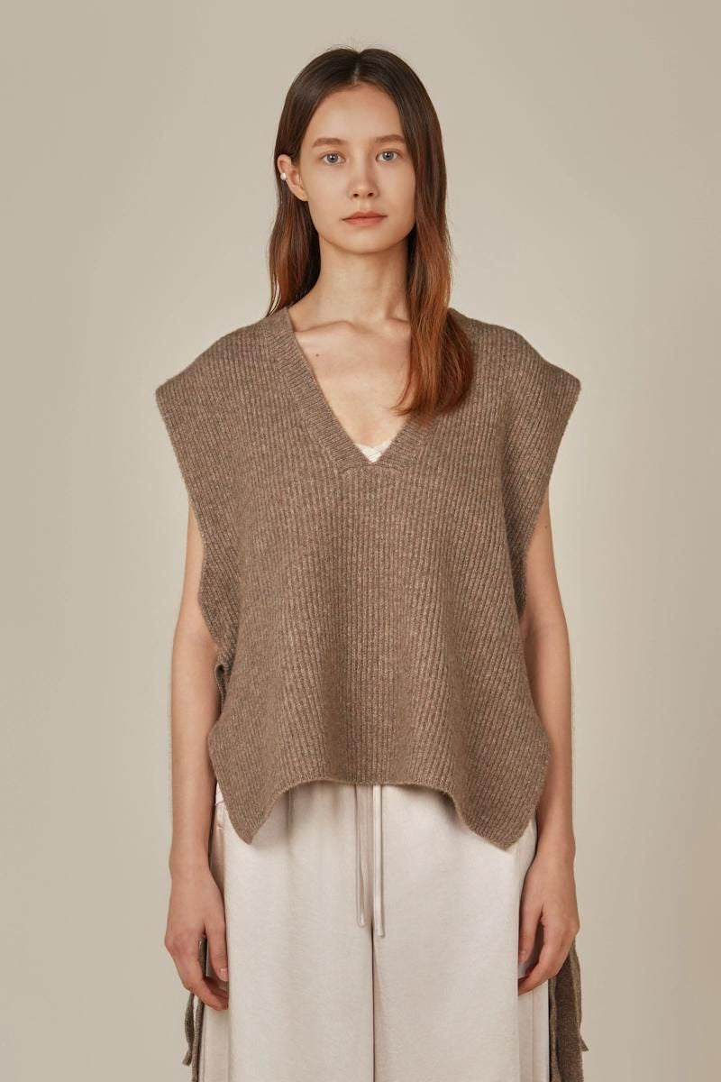 トップス Call PLEATS KNIT VEST GRAY 24SS Edwards 6463 Women's Sweater Knit Fleece Vest – Valley West