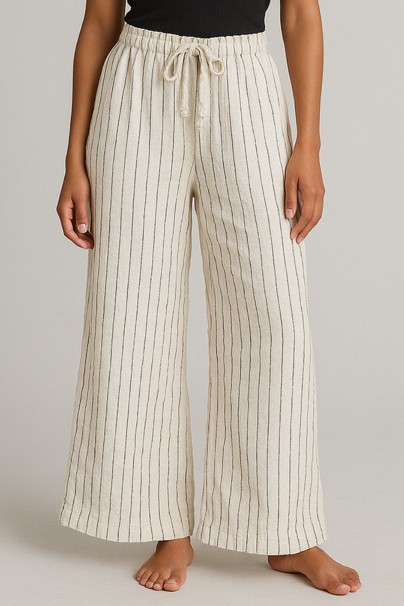 Sleek Striped Linen Trouser