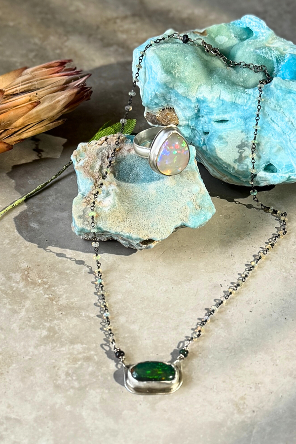 Australian + Black Opals Necklace