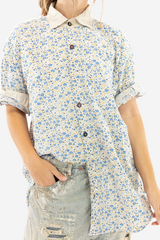 Printed Button-Down Boyfriend Shirt