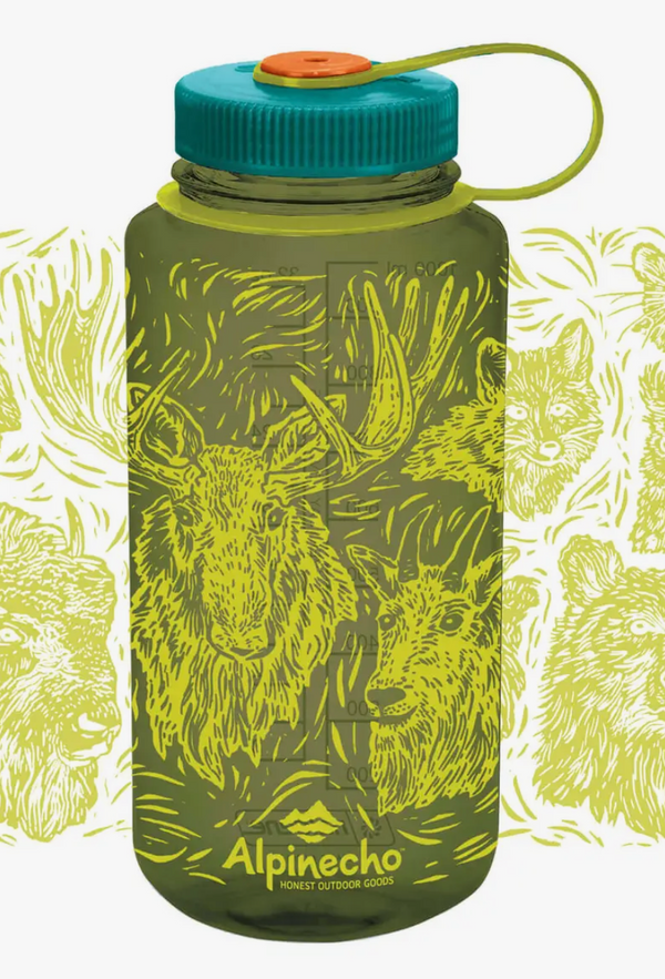 Wildlife Woodcut Water Bottle