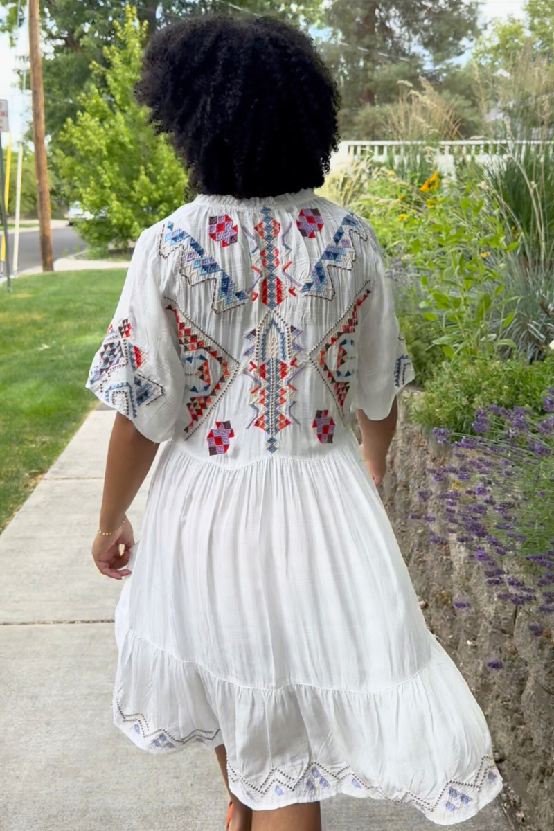Flutter Sleeve Tiered Dress