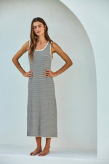 Striped Sleeveless Midi Dress