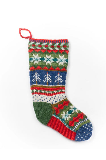 Festive Fair Isle - Wool Knit Christmas Stocking