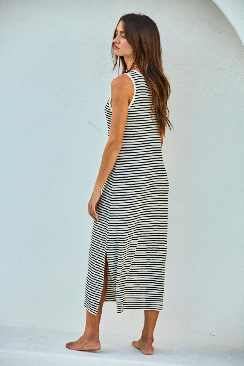 Striped Sleeveless Midi Dress