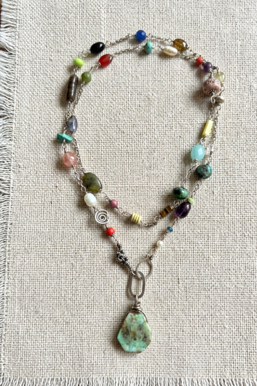 Double Wrap Multi Stone Necklace