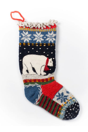 North Pole- Wool Knit Christmas Stocking