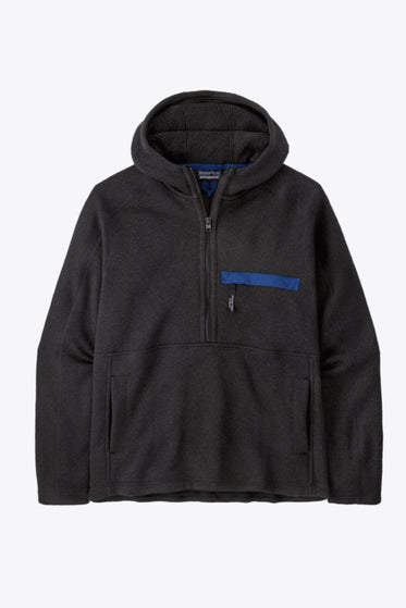Black pullover with a blue pocket on a white background
