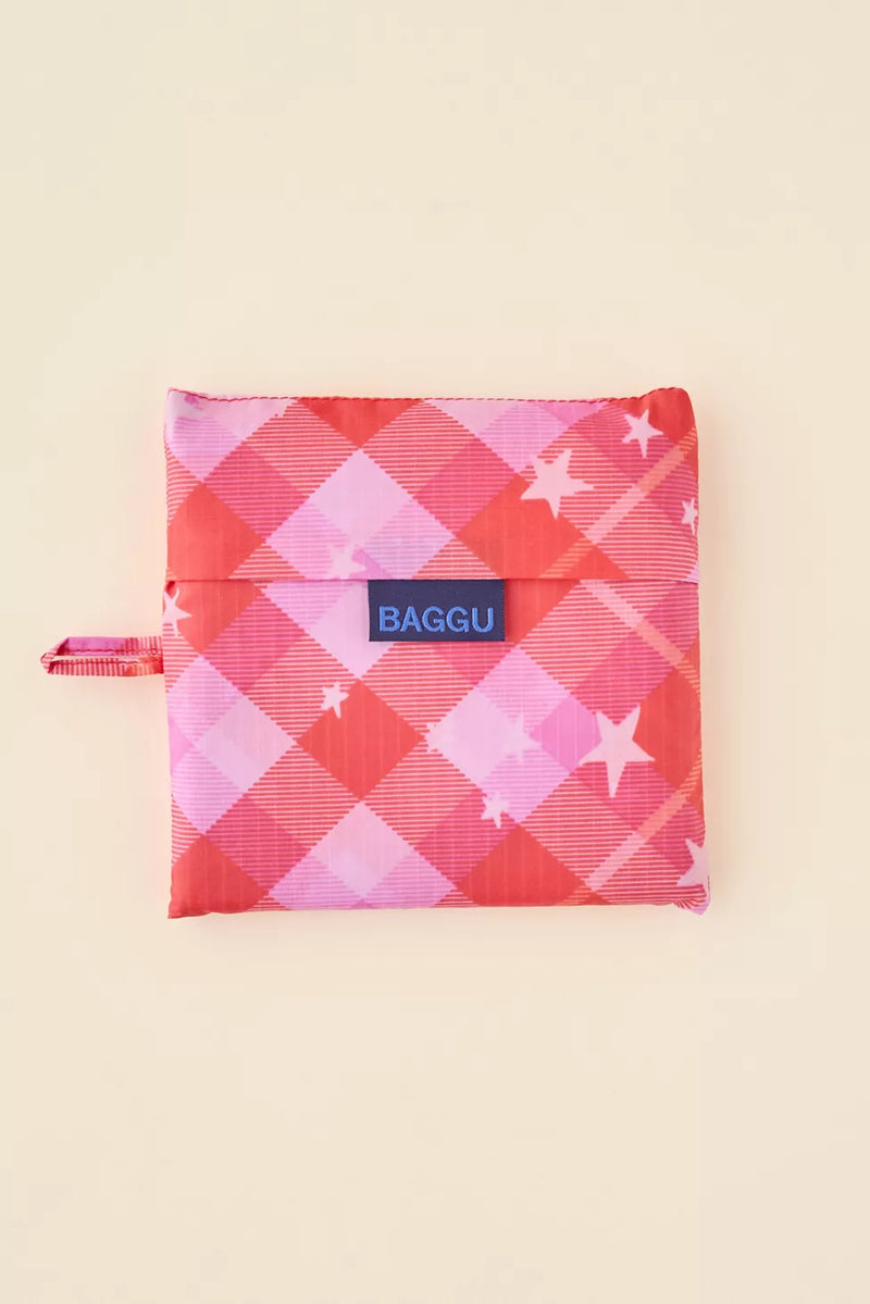 Big Baggu Pink Star Plaid