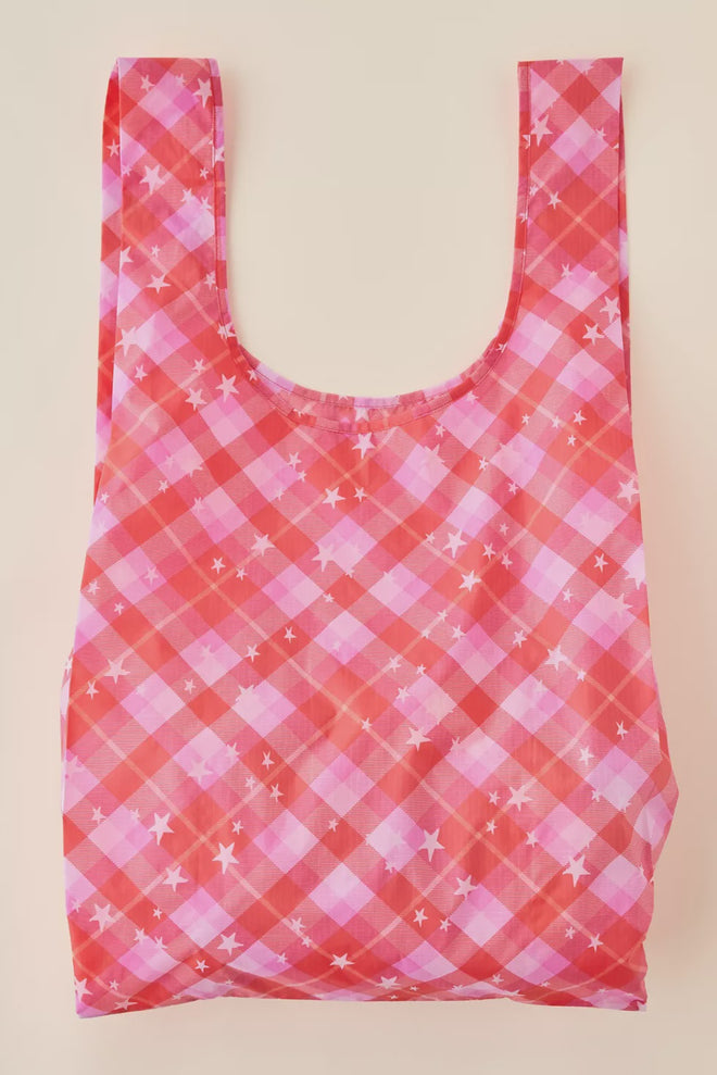 Big Baggu Pink Star Plaid