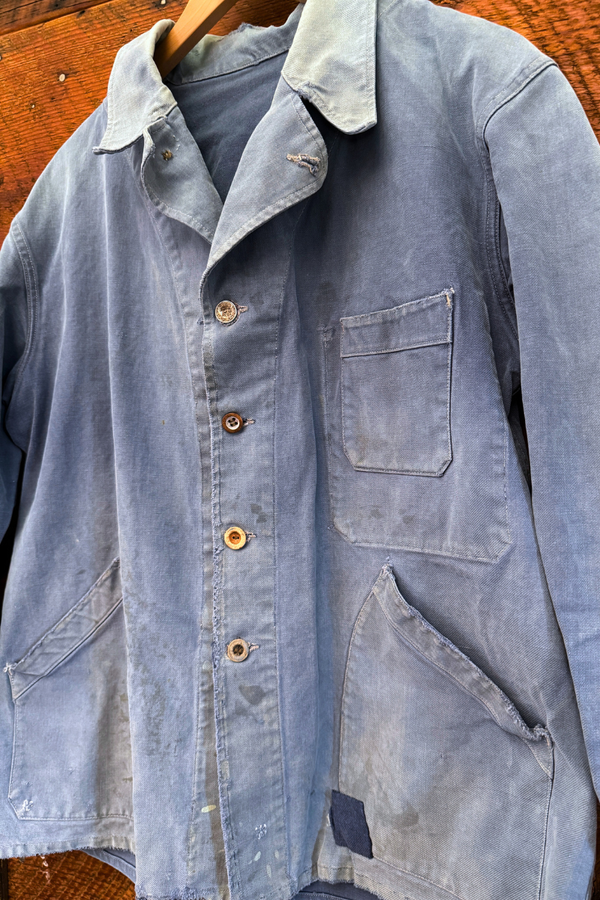 Unisex Vintage French Workwear Jacket  Angled Pocket Edition