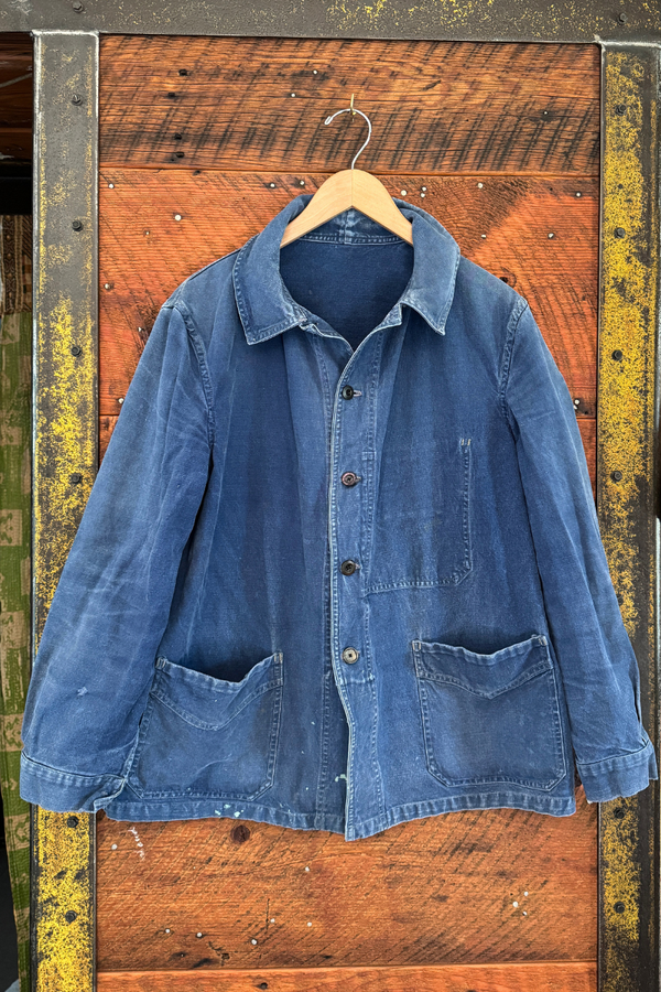 Rare Unisex Deep Indigo Classic Vintage French Workwear Jacket
