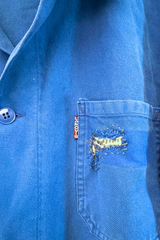 Unisex Lancois Patched Indigo Vintage French Workwear Jacket