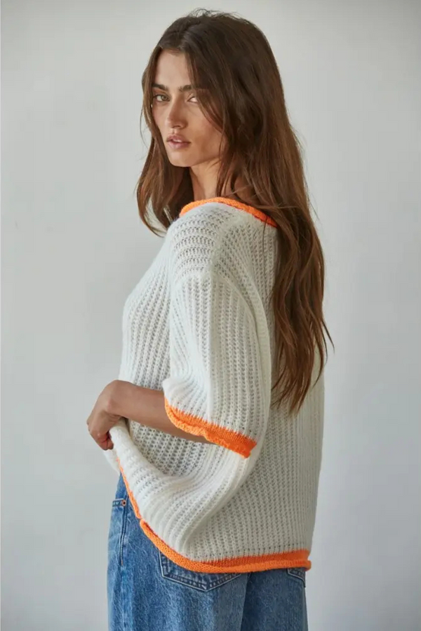 Knit Sweater Short Sleeve Pullover Top