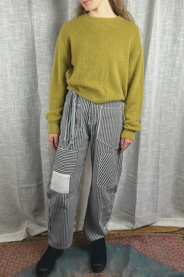 Casual Splice Striped Drawstring Wide Leg Pants