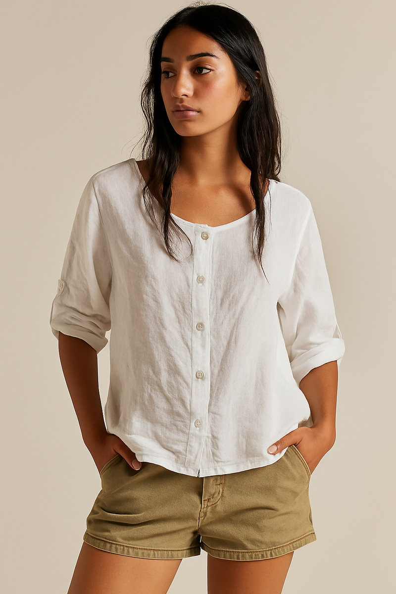 Linen Blouse with Buttons
