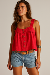 Linen Button Tank