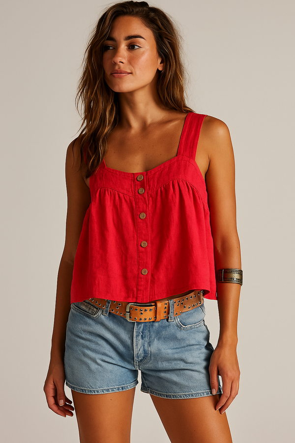Linen Button Tank