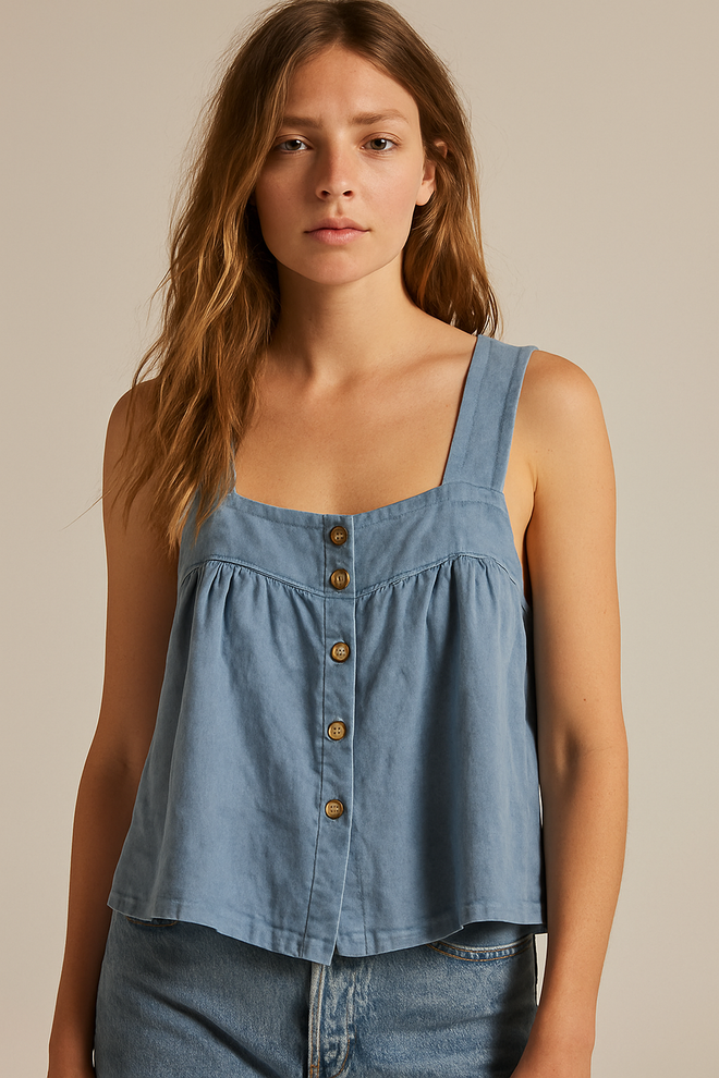 Linen Button Tank