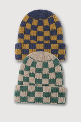 Checkered Contrast Color Warm Knit Beanie