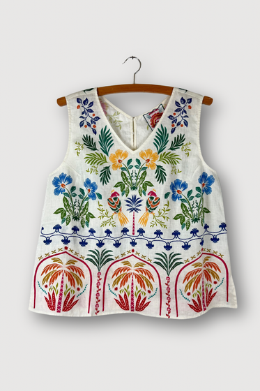 Button Back Linen Tank
