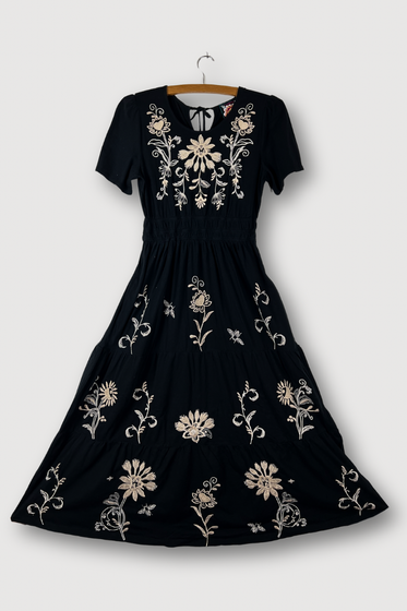 Smock Waist Tiered Maxi Dress
