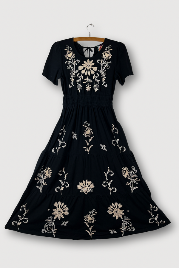 Smock Waist Tiered Maxi Dress