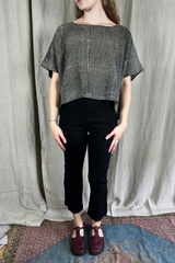 Black & White Women's Crop Top - Stripes Block Print