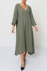 VNeck Linen Dress