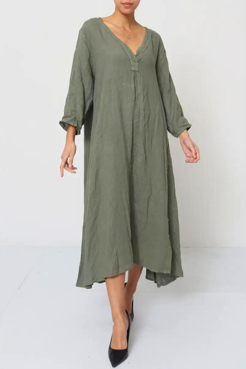 VNeck Linen Dress