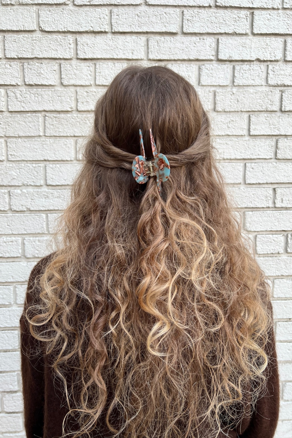 Floral Caramel Polka Dot Claw Clip