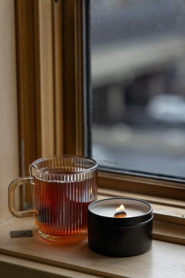 Frosted Gingersnap Travel Size Soy Candle in Tin