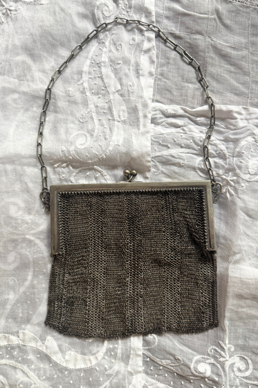 Antique Silver Mesh Evening Bag Circa 1910s–1920s