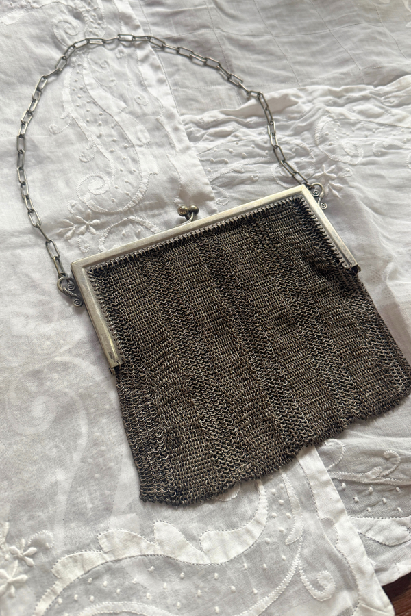 Antique Silver Mesh Evening Bag Circa 1910s–1920s