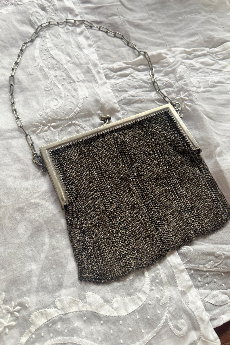 Antique Silver Mesh Evening Bag Circa 1910s–1920s