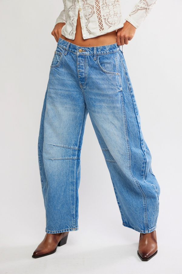 Good Luck Mid Rise Barrel Jean