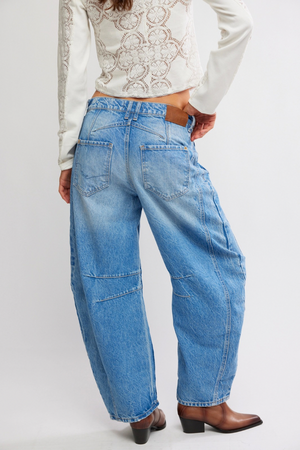 Good Luck Mid Rise Barrel Jean