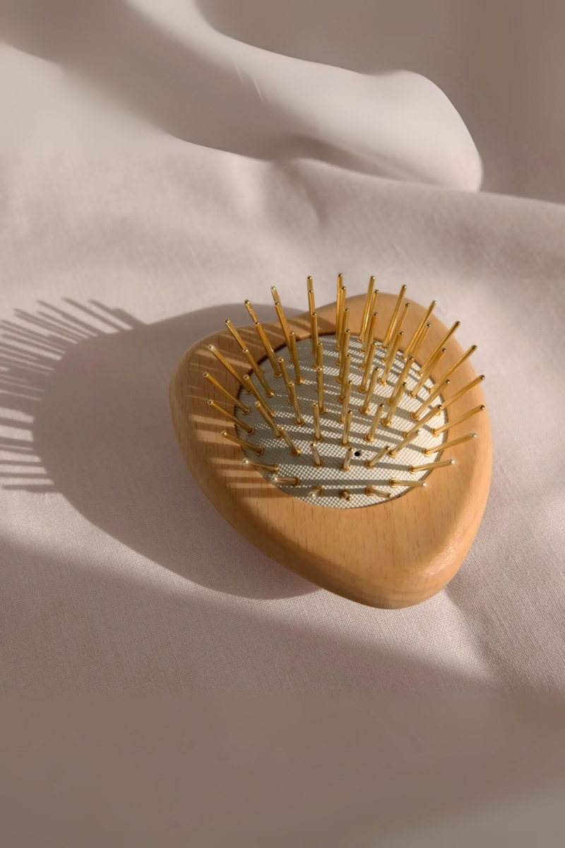 Gua Sha Hair & Scalp Brush: Love Heart Wooden Edition