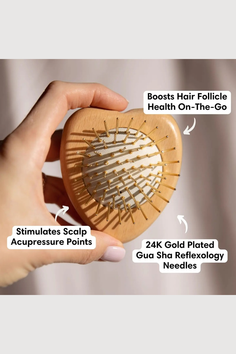 Gua Sha Hair & Scalp Brush: Love Heart Wooden Edition