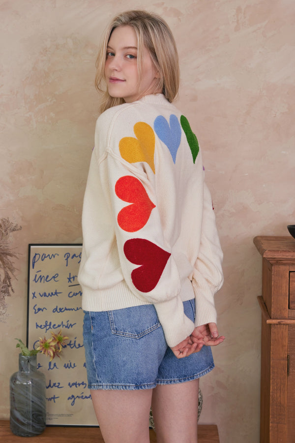 Rainbow Heart Shaped Patch Sweater