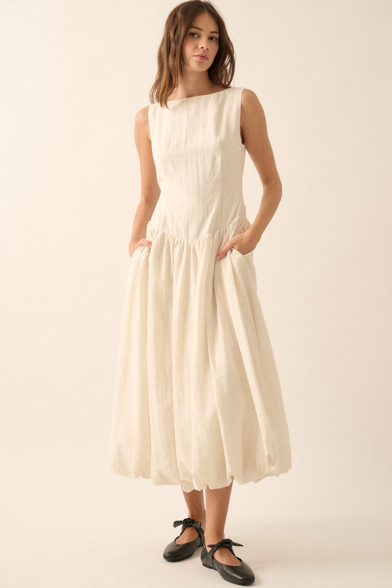 Drop-Waist Bubble Midi Dress