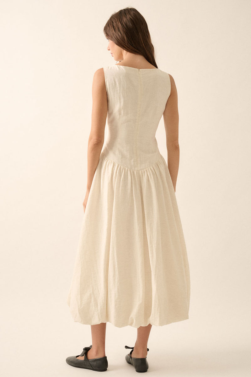 Drop-Waist Bubble Midi Dress