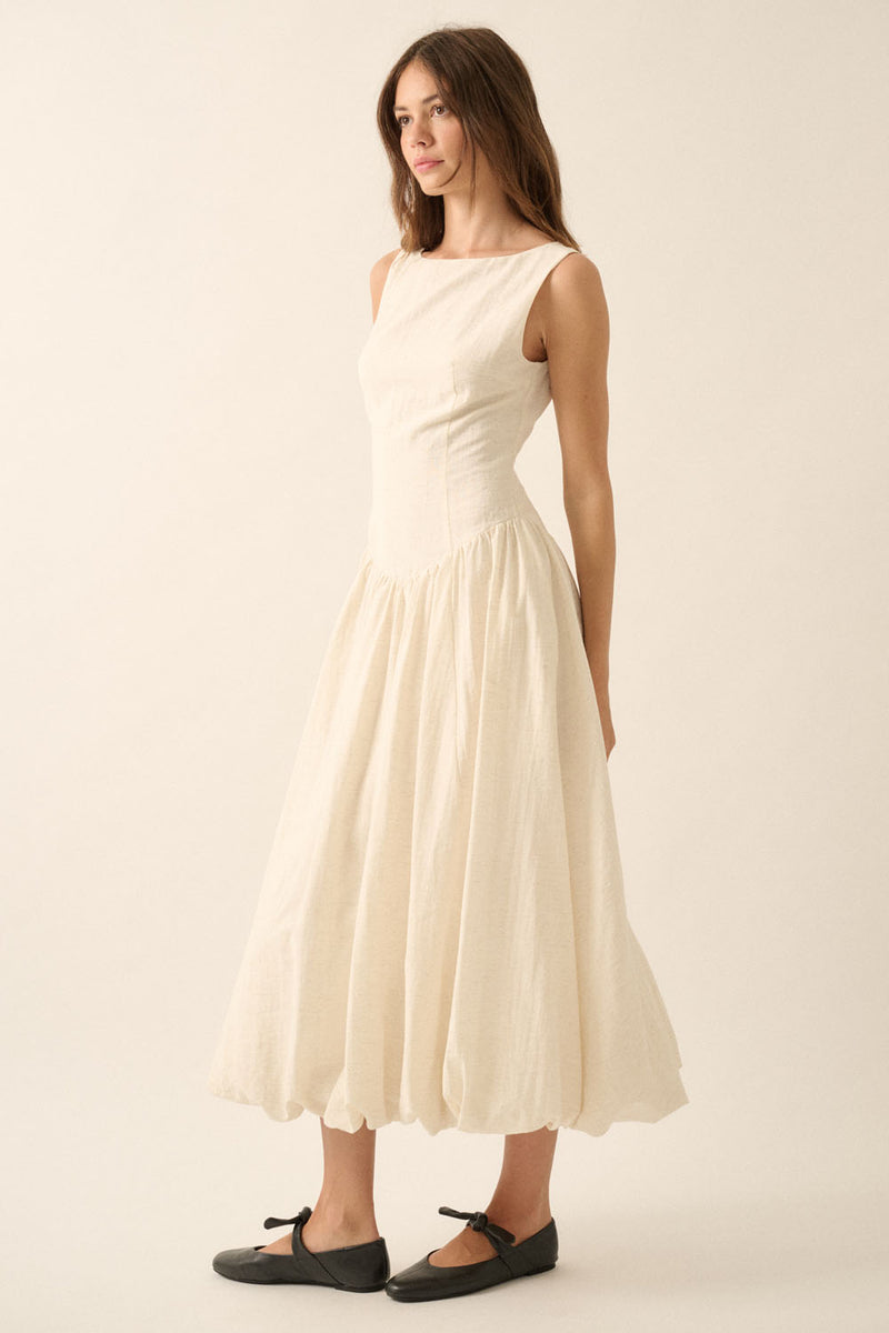 Drop-Waist Bubble Midi Dress