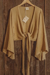 Organic Cotton Bamboo Bell Sleeve Wrap Yoga Top