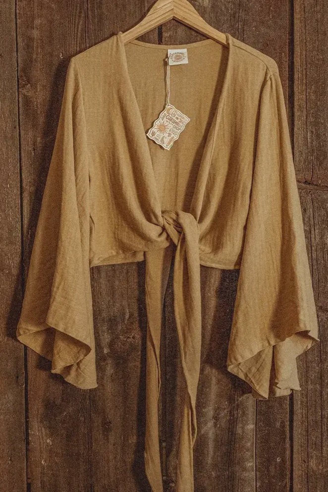 Organic Cotton Bamboo Bell Sleeve Wrap Yoga Top