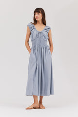 Linen Blend Midi Dress