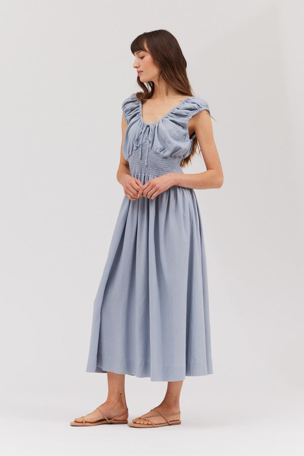 Linen Blend Midi Dress