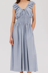 Linen Blend Midi Dress